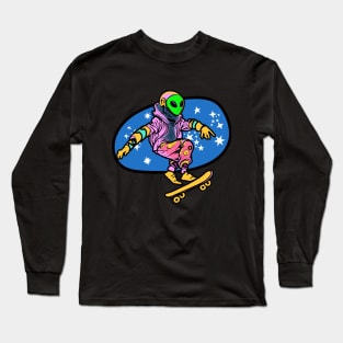 Alien on Skateboard Long Sleeve T-Shirt